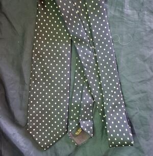 Bloomingdale's Dark Green Tie with Cream Dots